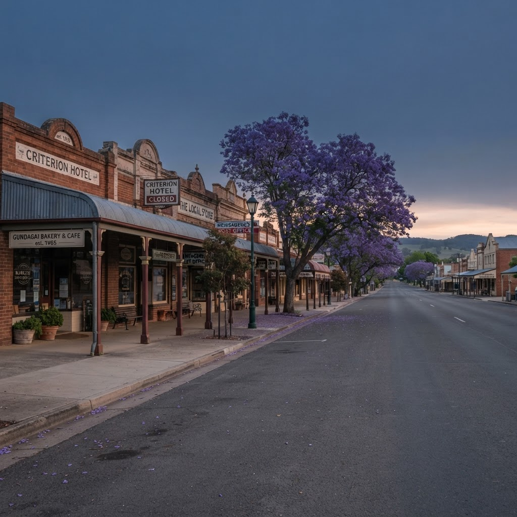 A quiet regional Beaudesert streetscape with heritage shopfronts